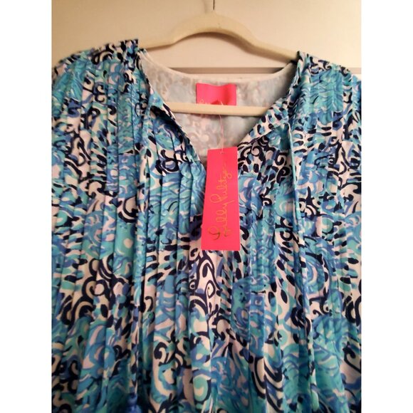 Lilly Pulitzer Blue/White Printed Tunic Dress W/ Tassel Details - S - Picture 2 of 11